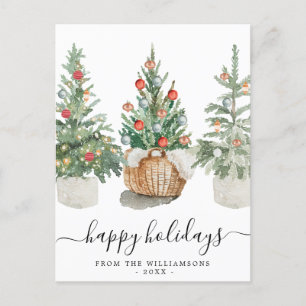 Traditional Christmas Trees Holiday Postcard