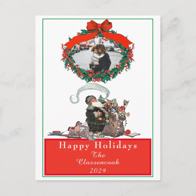 Traditional Christmas Vintage Santa Photo Holiday  (Front)