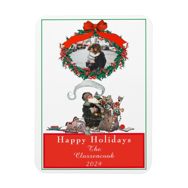 Traditional Christmas Vintage Santa Photo Holiday  Magnet (Vertical)