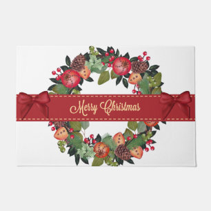 Traditional Christmas Wreath Doormat