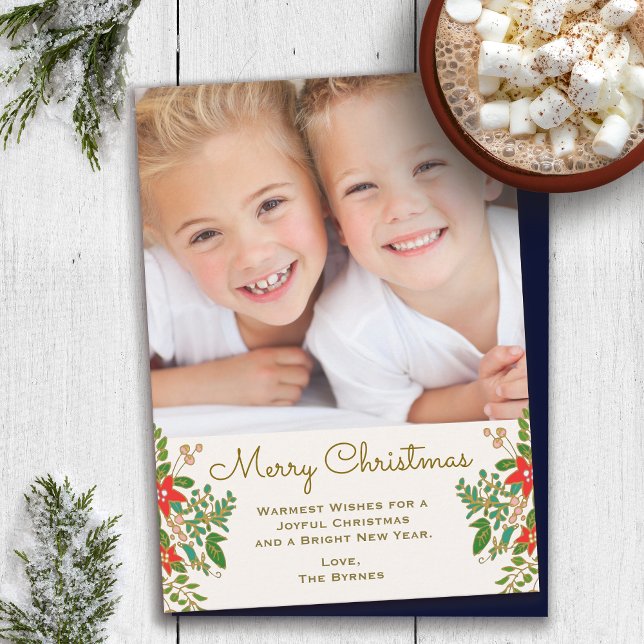 Traditional Christmas Wreath One Photo Card (Creator Uploaded)