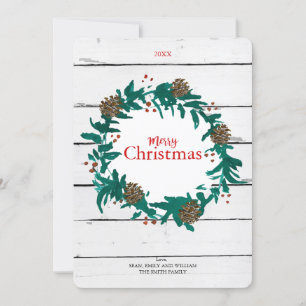Traditional Christmas Wreath with Pinecones Card