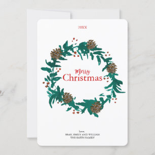 Traditional Christmas Wreath with Pinecones Card
