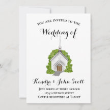 Traditional church watercolor invitation 