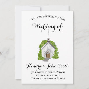 Traditional church watercolor invitation 