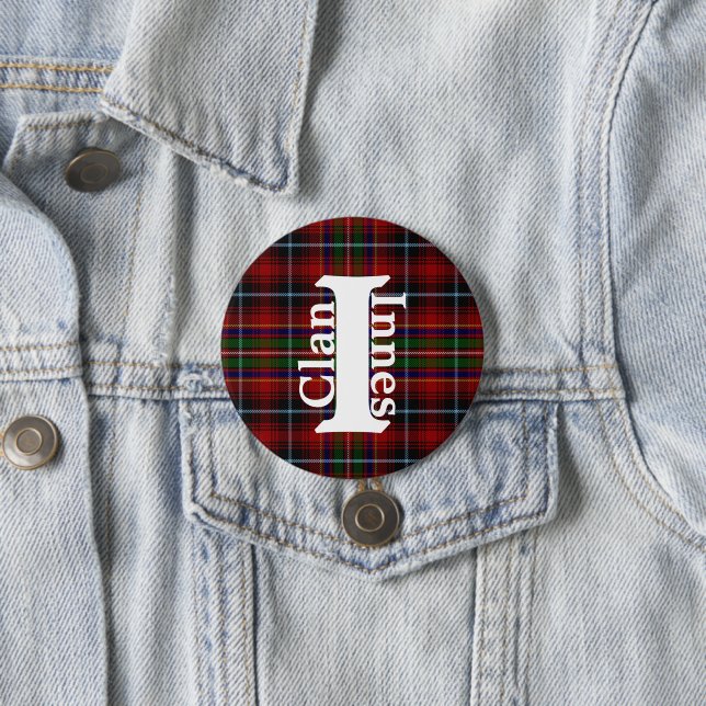 Traditional Clan Innes Tartan Plaid 7.5 Cm Round Badge (In Situ)