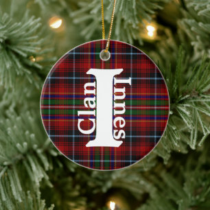 Traditional Clan Innes Tartan Plaid  Ceramic Tree Decoration