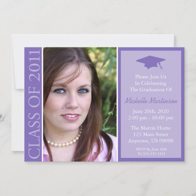Traditional Class Of 2011 Graduation (Purple) Invitation (Front)