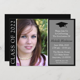 Traditional Class Of 2022 Graduation (Black) Invit Invitation