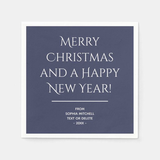 Traditional - Classic Blue Merry Christmas Napkins (Front)