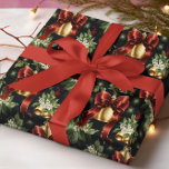 Traditional Classic Christmas Red Bow & Gold Bell  Wrapping Paper<br><div class="desc">Wrap your gifts in the melody of a classic Christmas. Customise to suit any gift offering. This design harmonises holly leaves, red ribbons, and golden bells, creating a symphony of festive elegance." Please use the ☛​̳"​̳𝙀​̳𝘿​̳𝙄​̳𝙏​̳ ​̳𝘿​̳𝙀​̳𝙎​̳𝙄​̳𝙂​̳𝙉​̳"​̳ ​̳𝙗​̳𝙪​̳𝙩​̳𝙩​̳𝙤​̳𝙣 , if you need more personalisation. Compose your celebrations with us. Visit our store...</div>