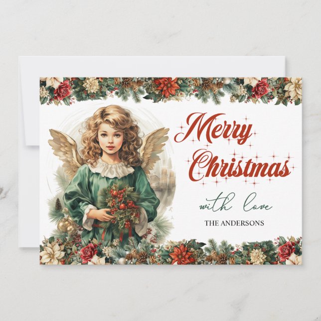 Traditional classic Christmas Victorian angel Holiday Card (Front)