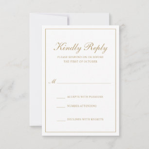 Traditional Classic Formal Elegant Gold Wedding RSVP Card