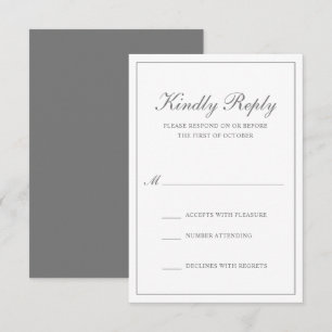 Traditional Classic Formal Elegant Grey Wedding RSVP Card