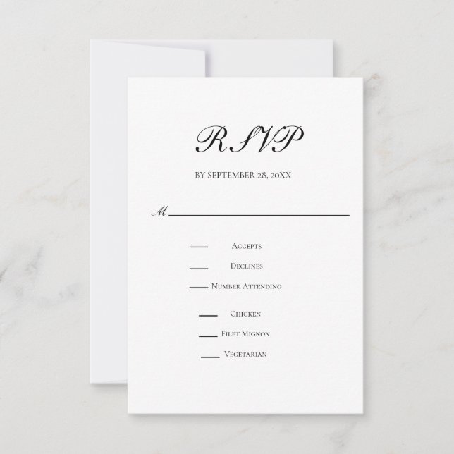 Traditional Classic Formal Elegant Wedding RSVP Card (Front)