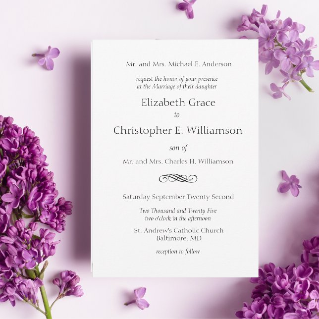 Traditional Classic Formal Minimalist Wedding  Invitation (Creator Uploaded)