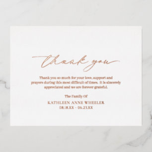 Traditional Classic Funeral Foil Thank You Card