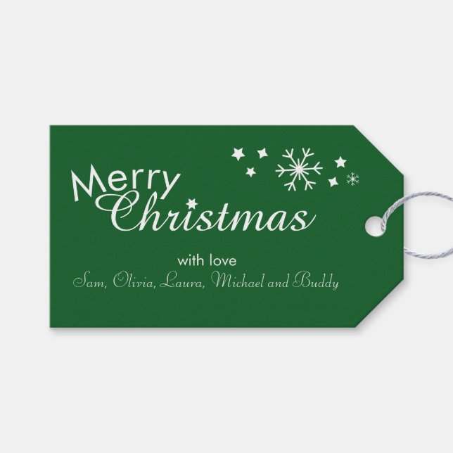 Traditional - Classic Green Customisable Gift Tags (Front (Horizontal))