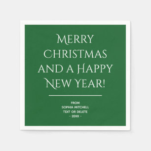 Traditional Classic Green Merry Christmas Napkins