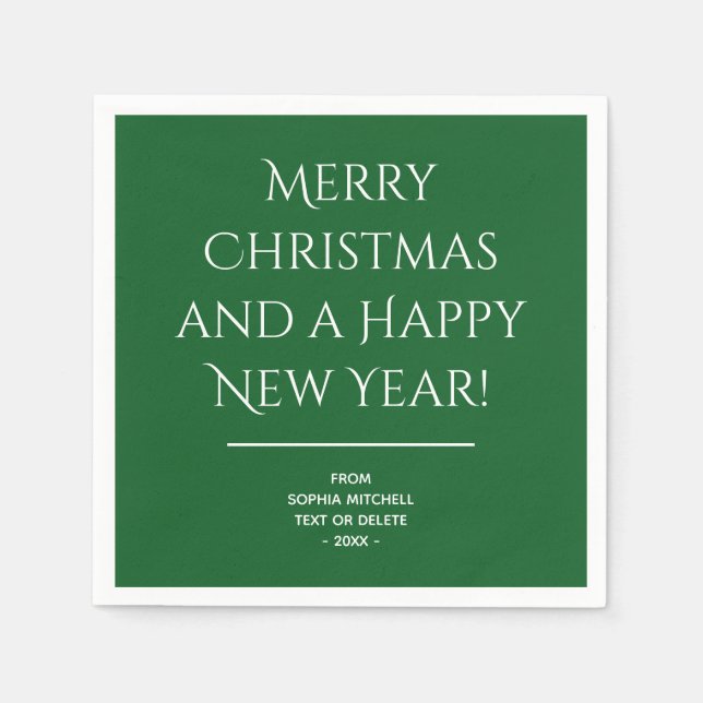 Traditional  Classic Green Merry Christmas Napkins (Front)
