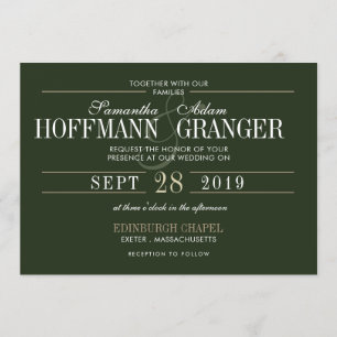 Traditional & Classic Green Wedding Invitation Set