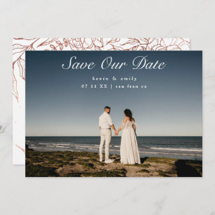 Traditional Classic Photo Gold Elegant Wreath Save The Date