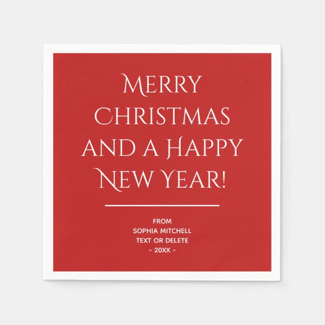 Traditional - Classic Red  Merry Christmas Napkins (Front)