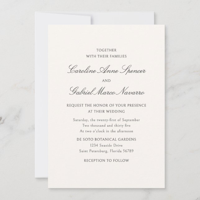 Traditional Classic Simplistic Wedding Invitation (Front)