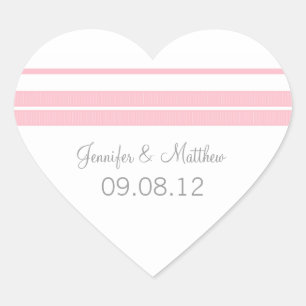 Traditional Classic Stripes Heart Wedding Stickers