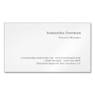 Traditional Classical Plain Black White Minimalist Magnetic Business Card