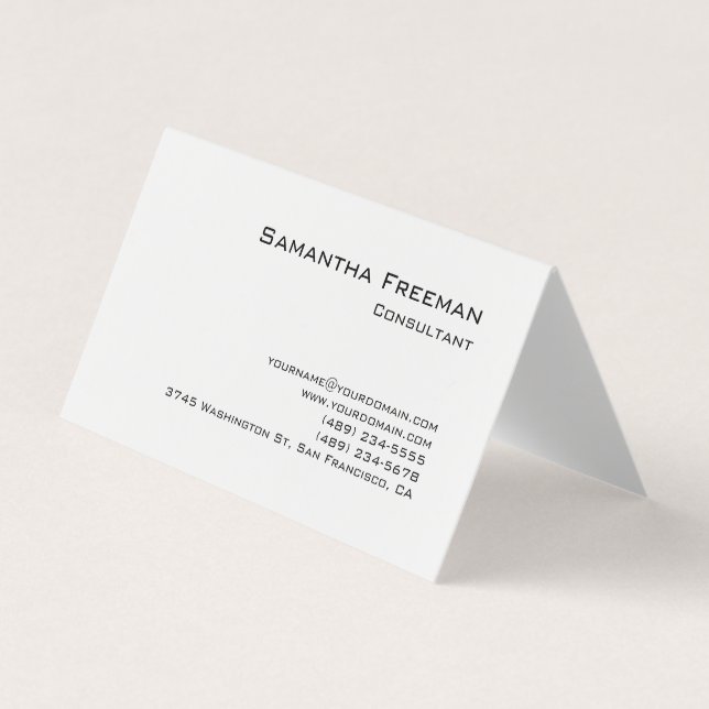 Traditional Clean Plain White Minimalist Business Card (Front)