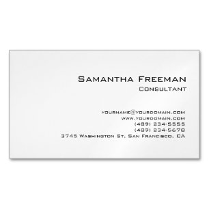 Traditional Clean Plain White Minimalist Magnetic Business Card