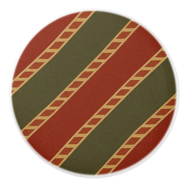 traditional colored Christmas striped  Ceramic Knob (Front)