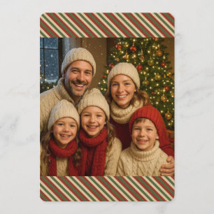 traditional colored Christmas striped Holiday Card