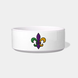 Traditional colored Mardi Gras Fleur de Lis Bowl