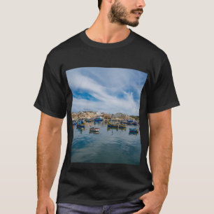 Traditional colorful fishing boats in the harbor T-Shirt