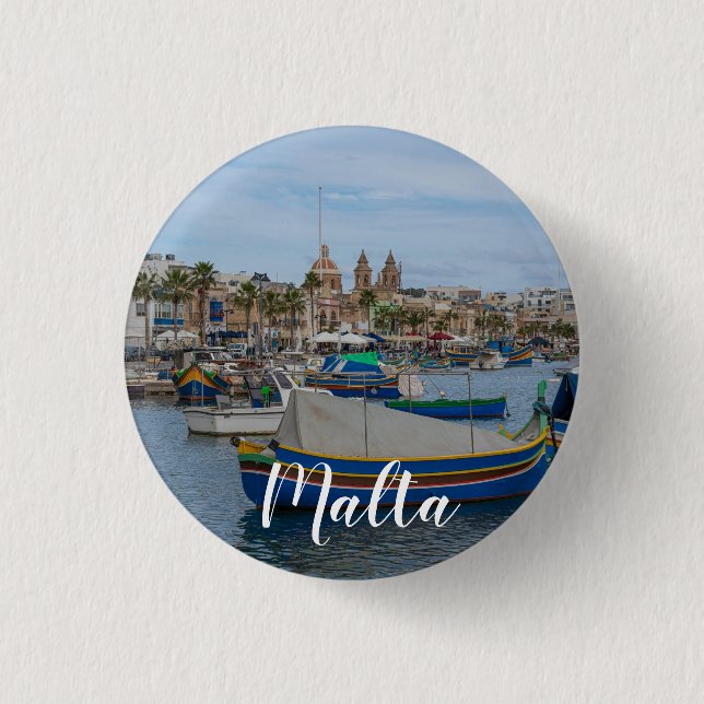 Traditional colourful fishing boats in Malta 3 Cm Round Badge (Front)