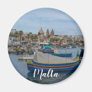 Traditional colourful fishing boats in Malta Magnet
