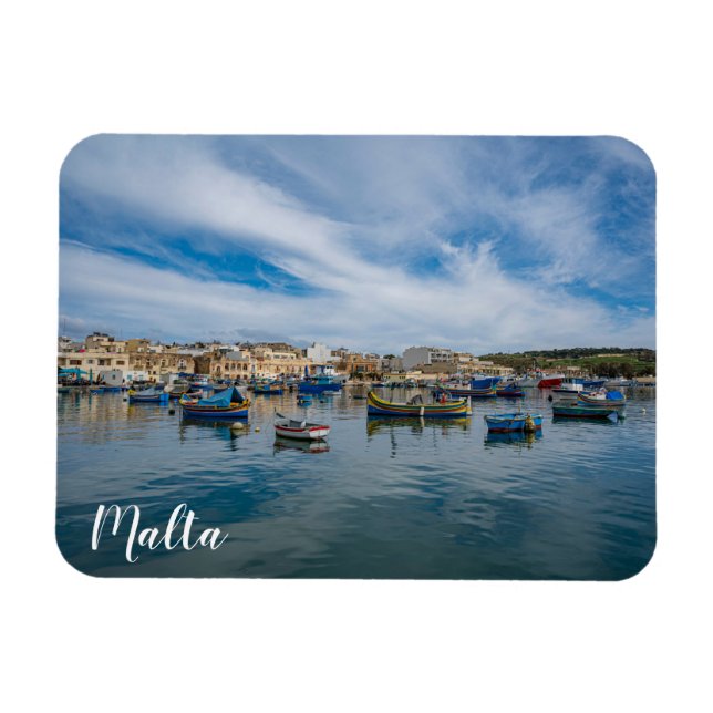 Traditional colourful fishing boats in the harbour magnet (Horizontal)