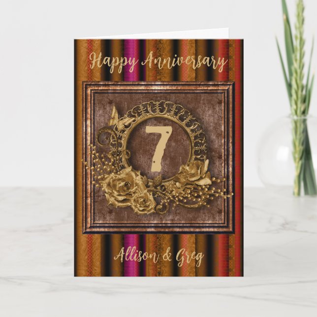 Traditional Copper 7th Anniversary Keepsake Photo Card (Front)