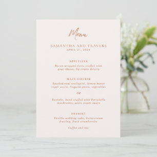 Traditional Copper Elegant Wedding Menu