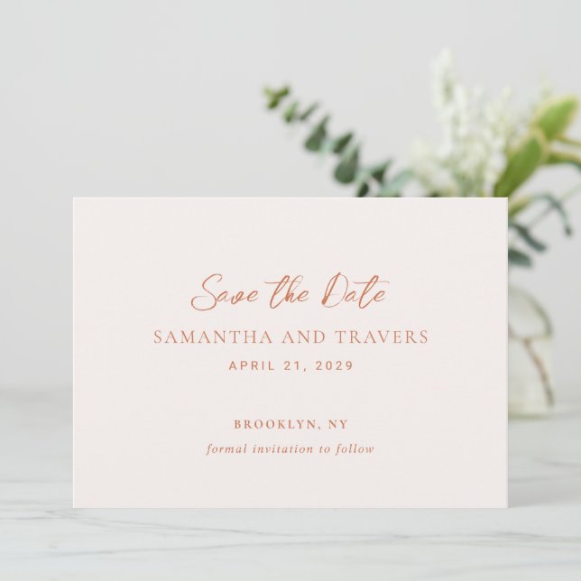 Traditional Copper Elegant Wedding Save The Date (Standing Front)