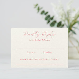 Traditional Coral Pink Elegant Wedding RSVP Card