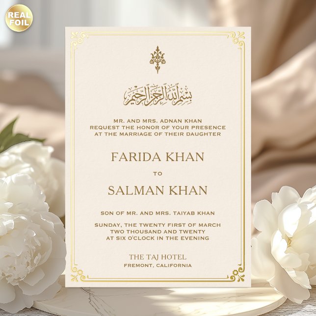 Traditional Cream and Gold Border Islamic Wedding (Creator Uploaded)