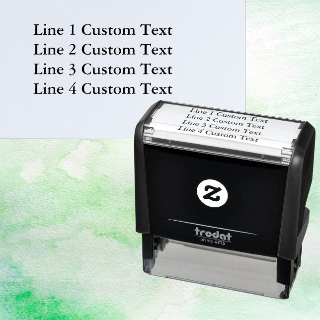 Traditional Custom Business 4 Lines of Serif Text Self-inking Stamp (Creator Uploaded)