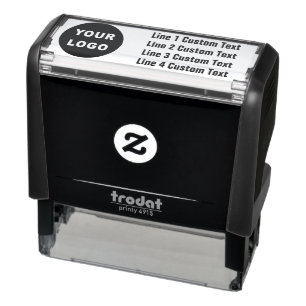 Traditional Custom Business 4 Lines with Logo Self Self-inking Stamp