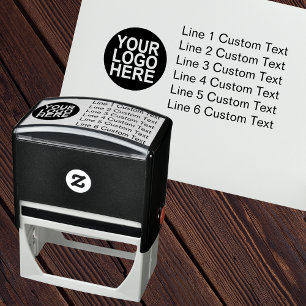 Traditional Custom Business 6 Lines with Logo Self-inking Stamp