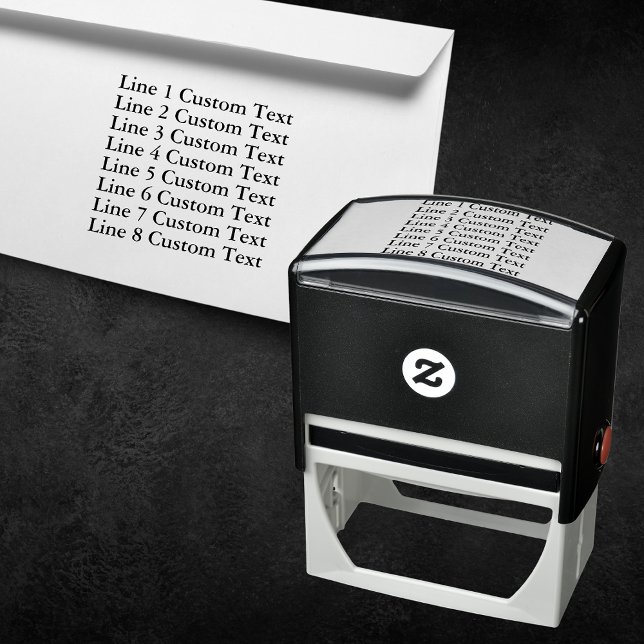 Traditional Custom Business 8 Lines of Serif Text Self-inking Stamp (Creator Uploaded)
