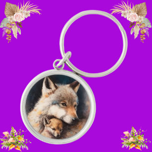 Traditional Custom Pet Photo Wolf Personalised Key Ring