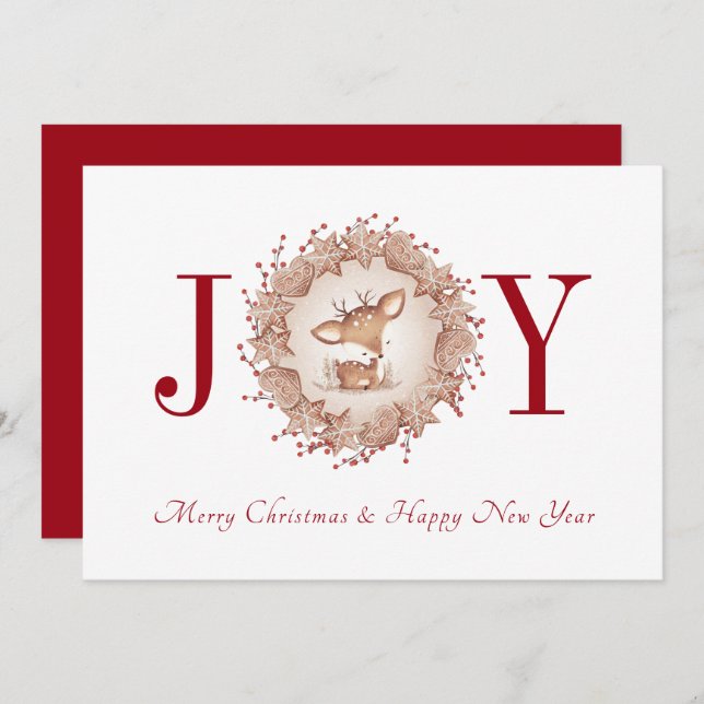 Traditional Cute Christmas New year Holiday Card (Front/Back)